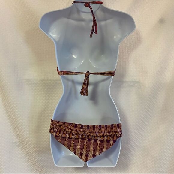 PilyQ Bohemian Rhapsody Underwire Halter Bra TopHipster Bikini Bottom Multi M - Picture 8 of 16